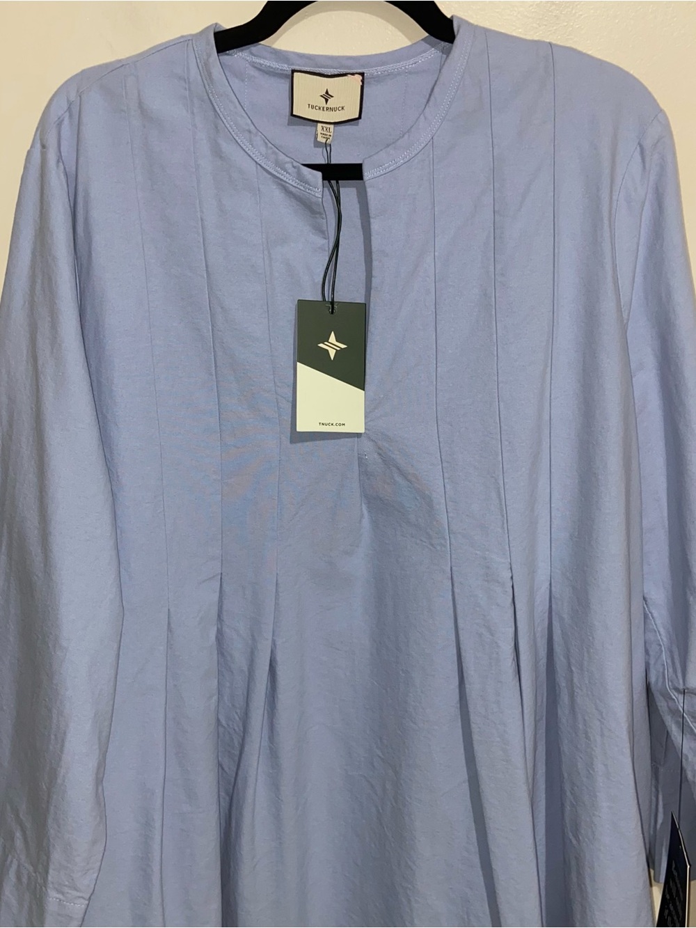 Tuckernuck Dress Womens XXL Sky Blue Luella Pleated Mini Shirtdress Coastal NWT - Picture 4 of 15